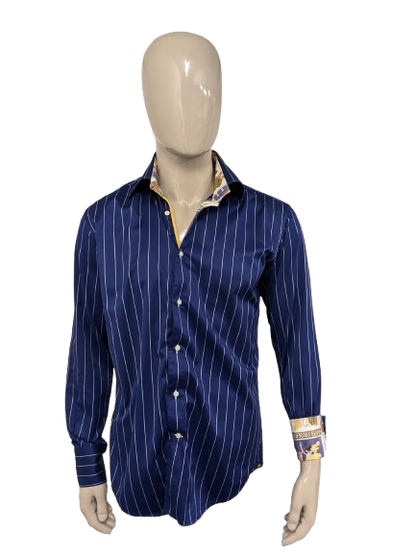 Circle of Gentlemen overhemd. Blauw Wit gestreept. Maat L.