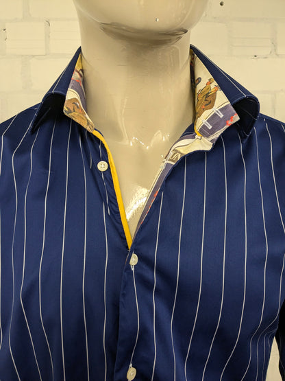 Circle of Gentlemen overhemd. Blauw Wit gestreept. Maat L.