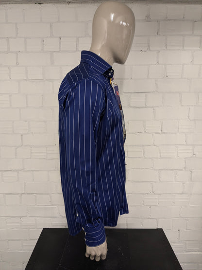 Circle of Gentlemen overhemd. Blauw Wit gestreept. Maat L.