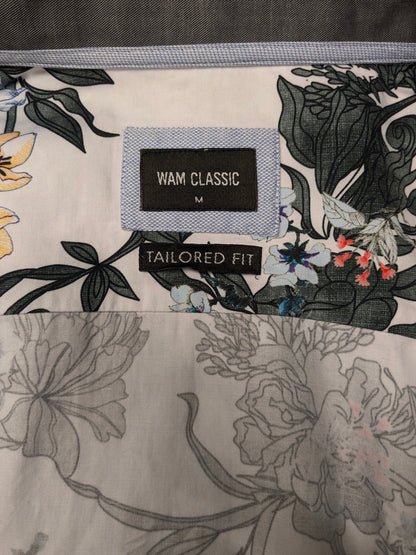 WAM Classic overhemd. Groen Geel Rode bloemen print. Maat M. tailored fit.