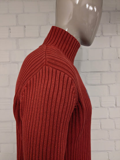 DKNY jeans trui met opstaande kraag. Oranje gekleurd. Maat XL.