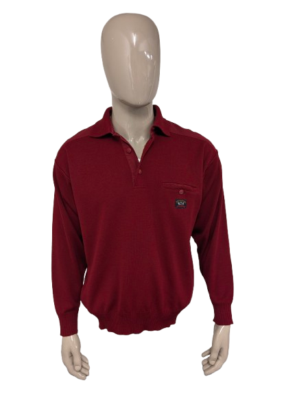 Pull polo Paul & Shark. De couleur rouge foncé. Taille XL.