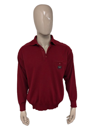 Paul & Shark polo trui. Donker Rood gekleurd. Maat XL.