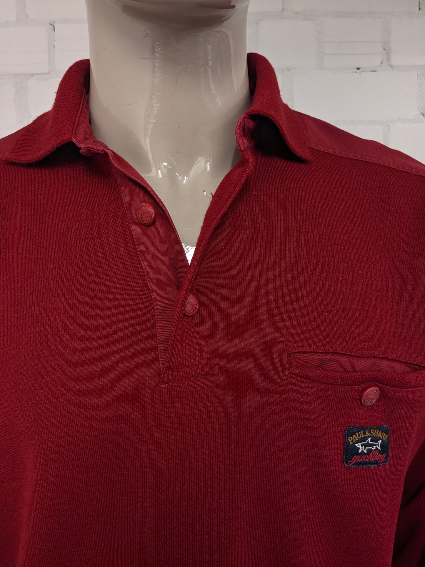 Paul & Shark polo trui. Donker Rood gekleurd. Maat XL.