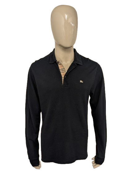 Burberry polo trui. Donker Blauw gekleurd. Maat XL. slim fit.