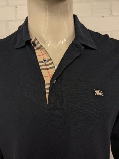 Burberry polo trui. Donker Blauw gekleurd. Maat XL. slim fit.