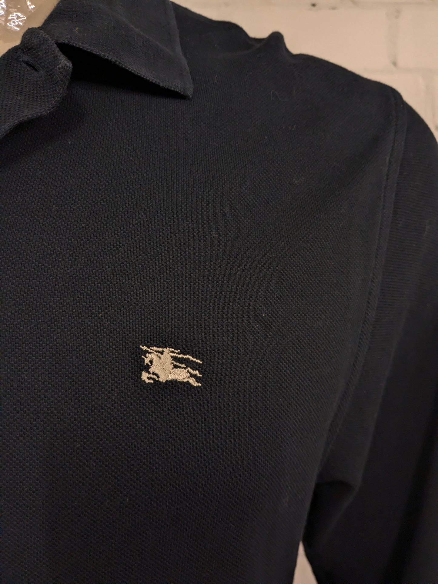 Burberry polo trui. Donker Blauw gekleurd. Maat XL. slim fit.