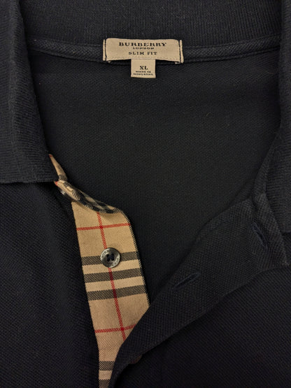 Burberry polo trui. Donker Blauw gekleurd. Maat XL. slim fit.
