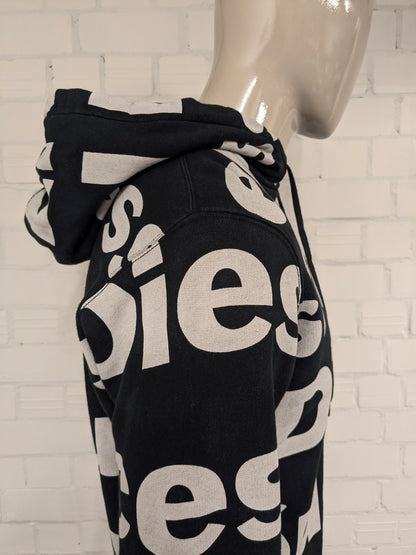 Diesel hoodie. Zwart Beige letter print. Maat XL.
