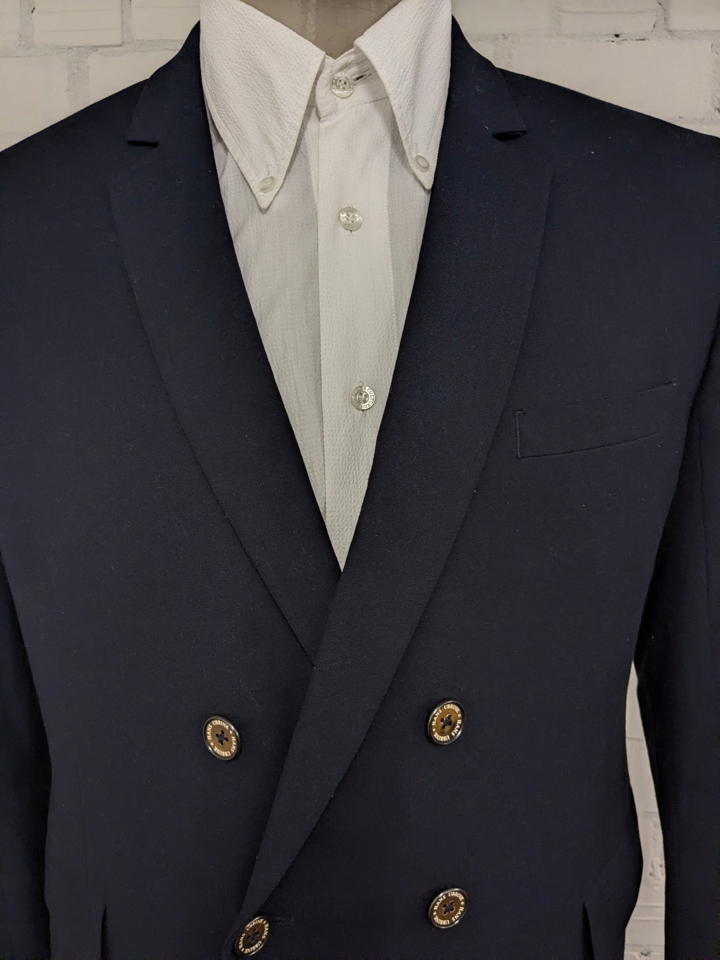 Hans Ubbink double breasted colbert. Donker Blauw gekleurd. Maat 54 / L.