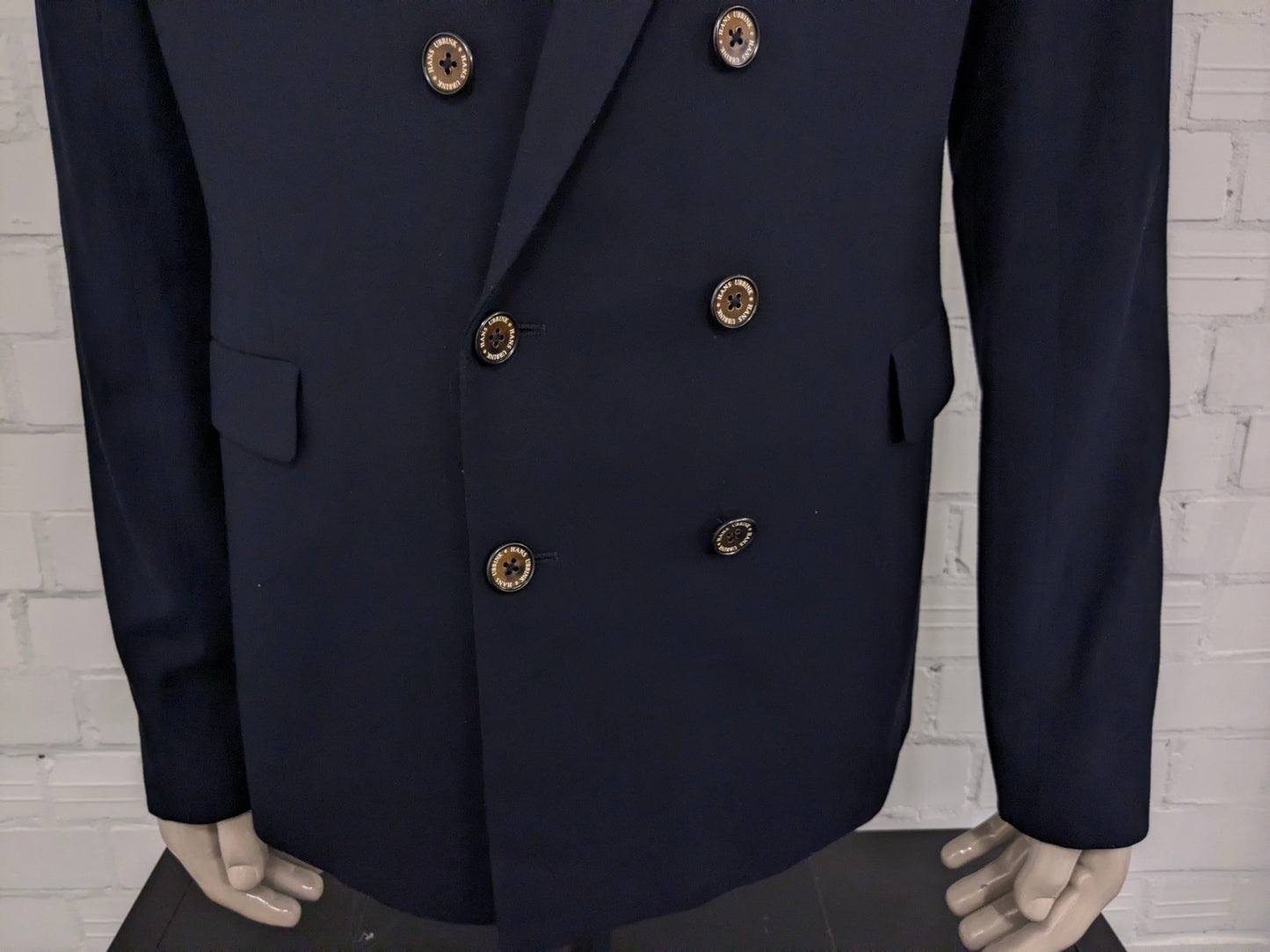 Hans Ubbink double breasted colbert. Donker Blauw gekleurd. Maat 54 / L.