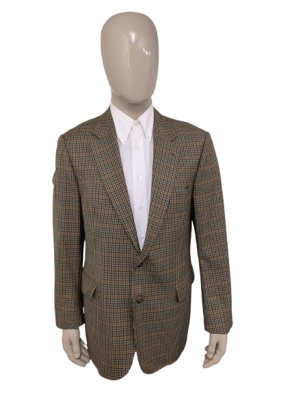 Eduard Dressler colbert. Groen Bruin Blauw Zwart geblokt. Maat 54 / L.