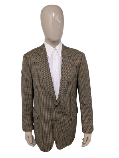 Eduard Dressler colbert. Groen Bruin Blauw Zwart geblokt. Maat 54 / L.