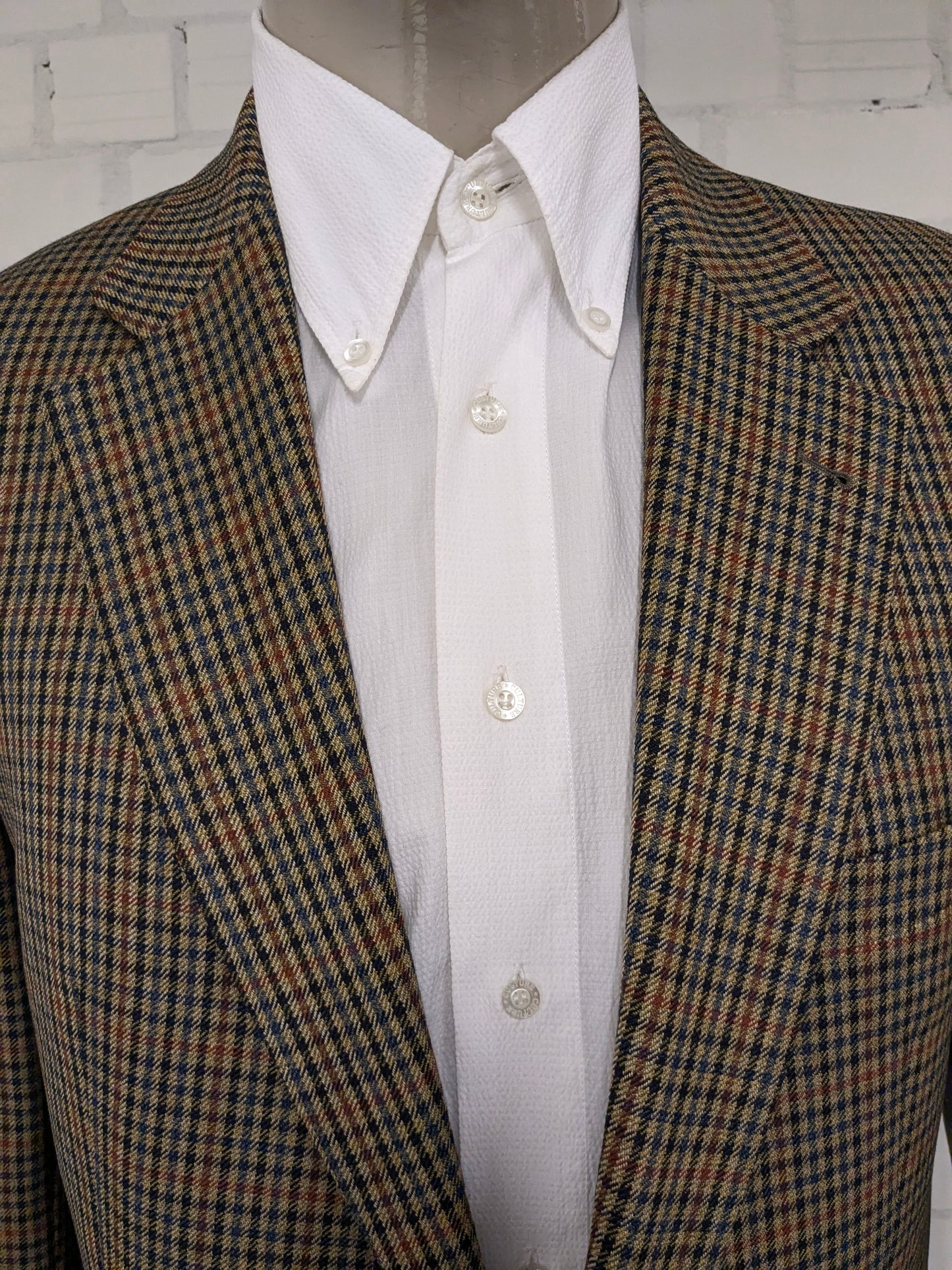 Eduard Dressler colbert. Groen Bruin Blauw Zwart geblokt. Maat 54 / L.