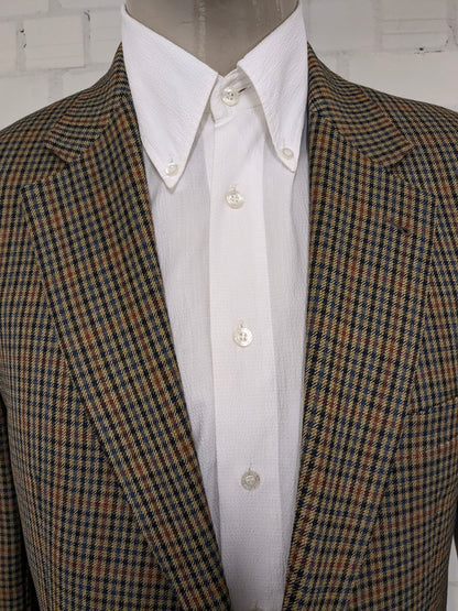 Eduard Dressler colbert. Groen Bruin Blauw Zwart geblokt. Maat 54 / L.