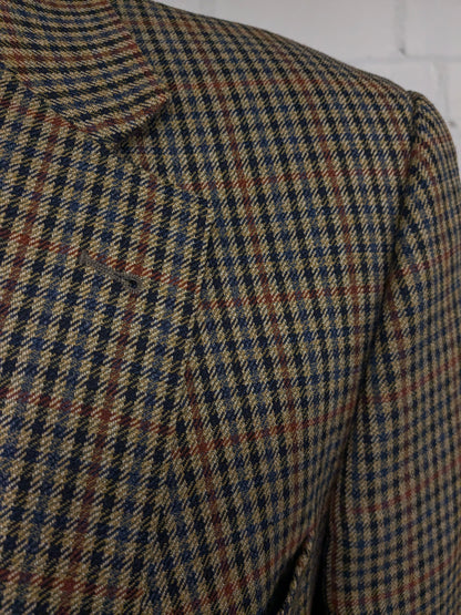 Eduard Dressler colbert. Groen Bruin Blauw Zwart geblokt. Maat 54 / L.