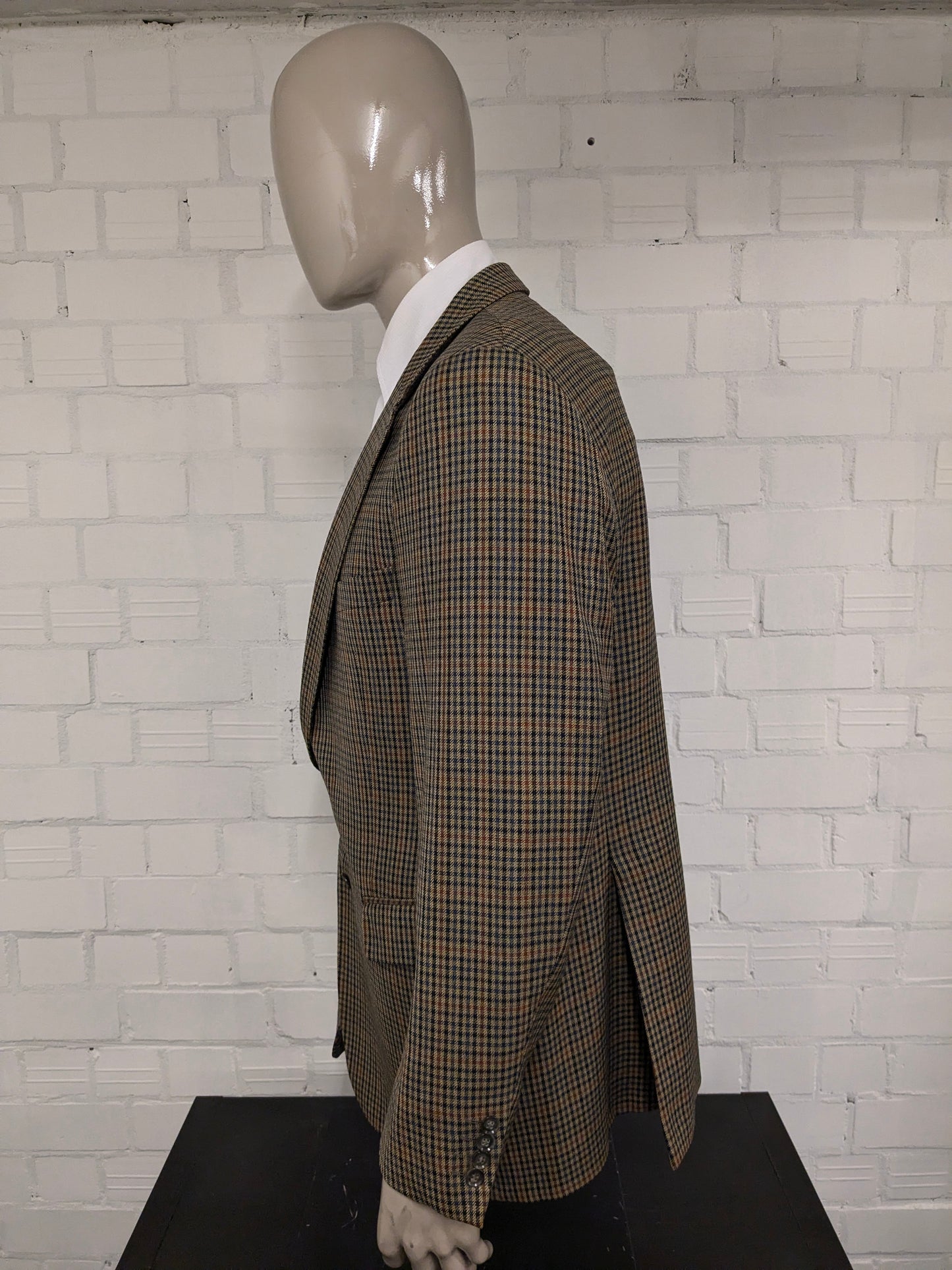 Eduard Dressler colbert. Groen Bruin Blauw Zwart geblokt. Maat 54 / L.