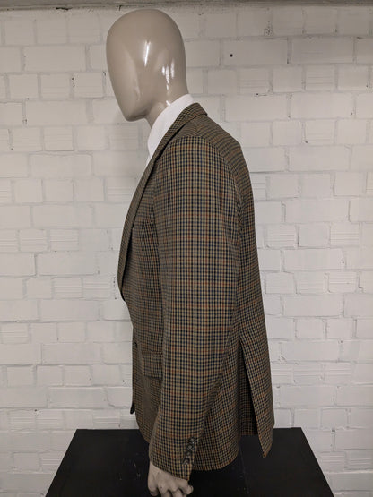 Eduard Dressler colbert. Groen Bruin Blauw Zwart geblokt. Maat 54 / L.