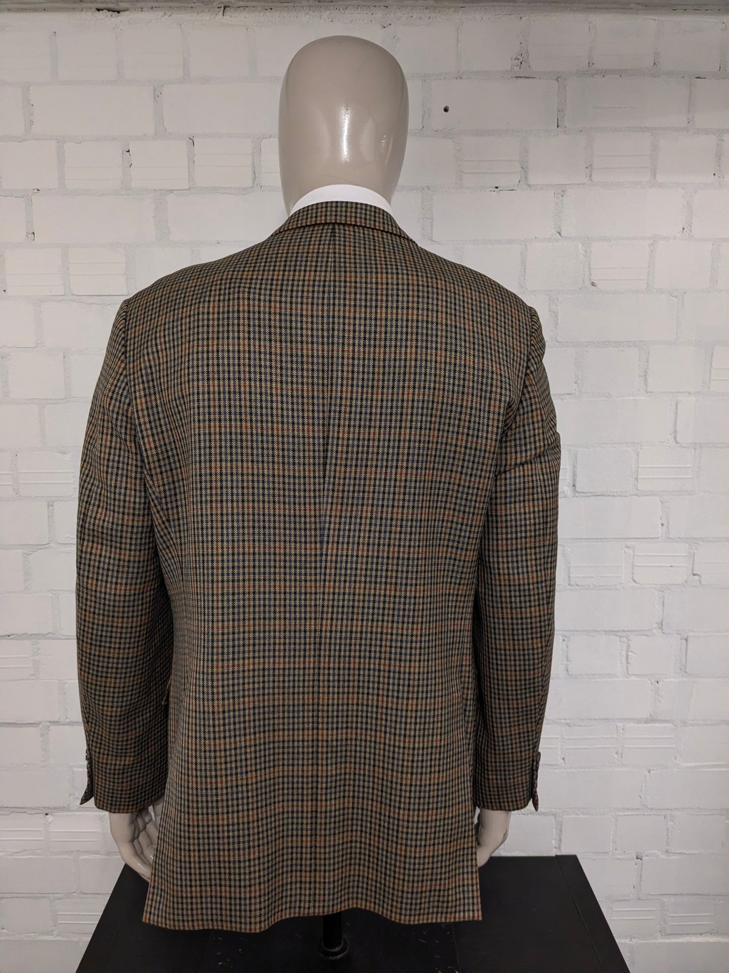 Eduard Dressler colbert. Groen Bruin Blauw Zwart geblokt. Maat 54 / L.