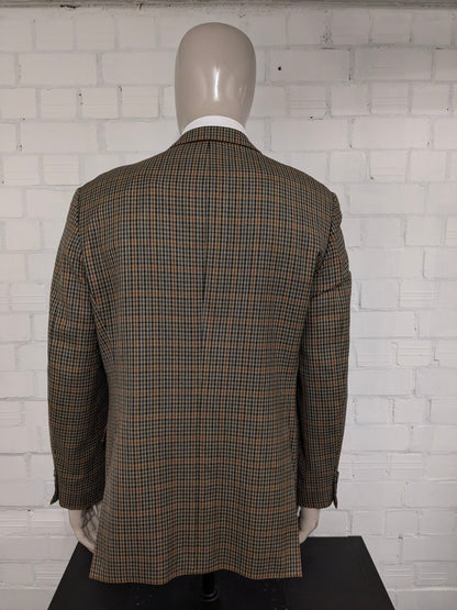 Eduard Dressler colbert. Groen Bruin Blauw Zwart geblokt. Maat 54 / L.