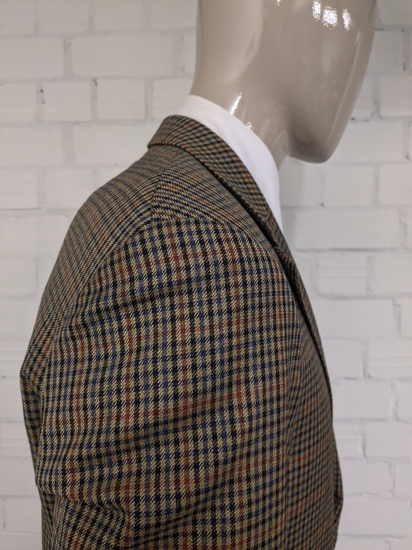 Eduard Dressler colbert. Groen Bruin Blauw Zwart geblokt. Maat 54 / L.