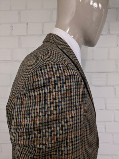 Eduard Dressler colbert. Groen Bruin Blauw Zwart geblokt. Maat 54 / L.