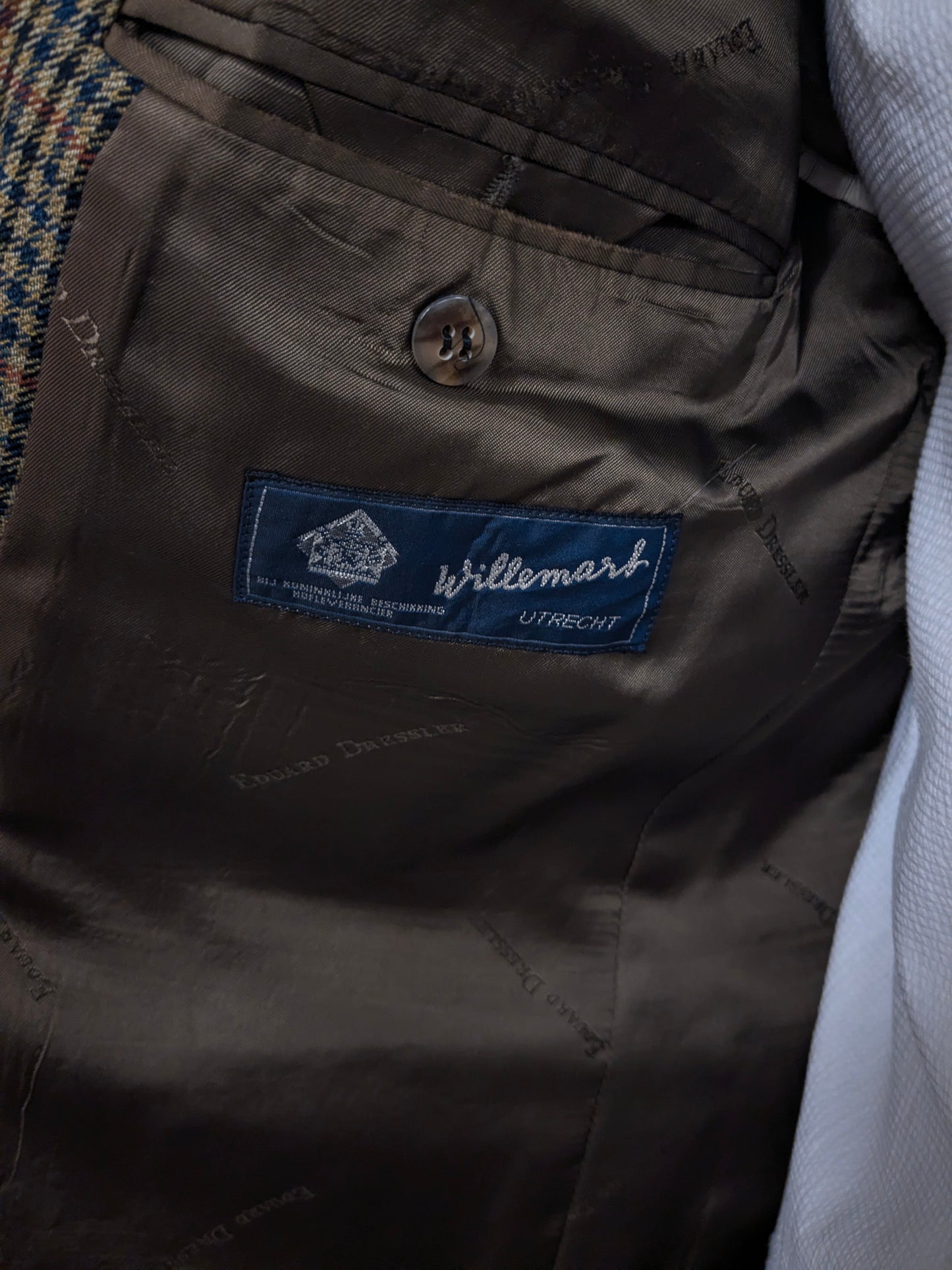 Eduard Dressler colbert. Groen Bruin Blauw Zwart geblokt. Maat 54 / L.