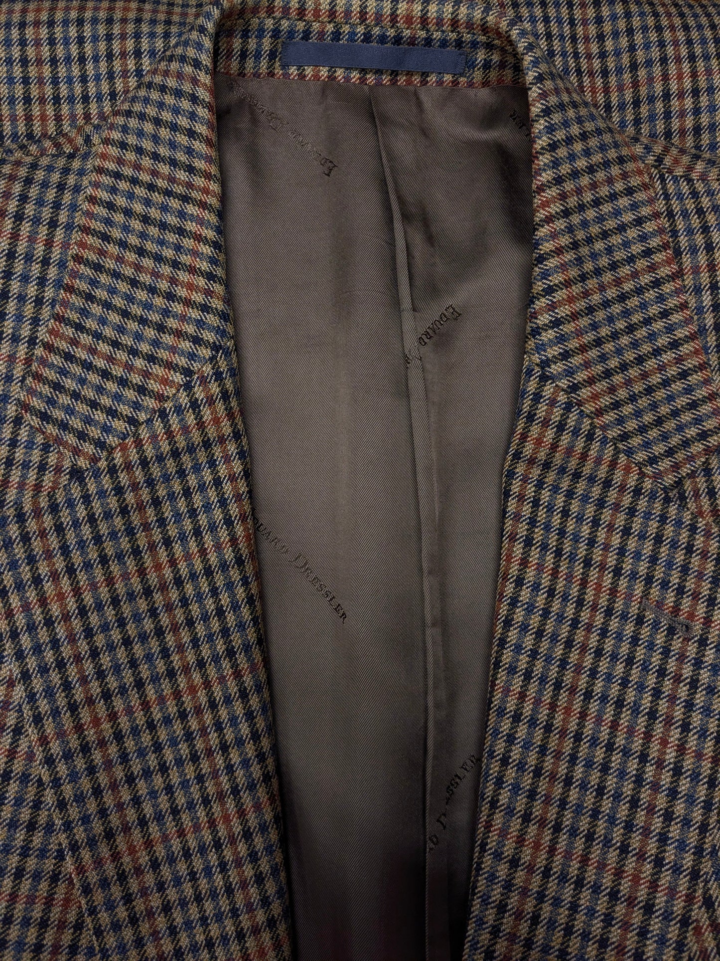 Eduard Dressler colbert. Groen Bruin Blauw Zwart geblokt. Maat 54 / L.