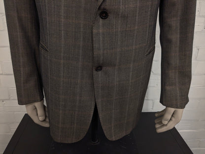 Burberry Wollen /Zijden colbert. Bruin Grijs motief. Maat 56 / XL. 85% Wol & 15% Zijde.