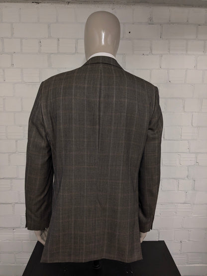 Burberry Wollen /Zijden colbert. Bruin Grijs motief. Maat 56 / XL. 85% Wol & 15% Zijde.