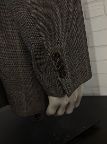 Burberry Wollen /Zijden colbert. Bruin Grijs motief. Maat 56 / XL. 85% Wol & 15% Zijde.