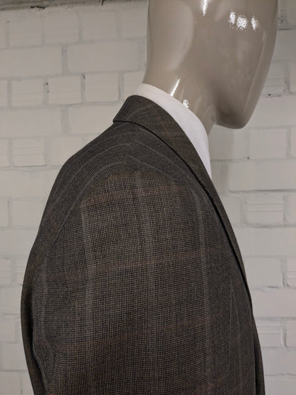 Burberry Wollen /Zijden colbert. Bruin Grijs motief. Maat 56 / XL. 85% Wol & 15% Zijde.