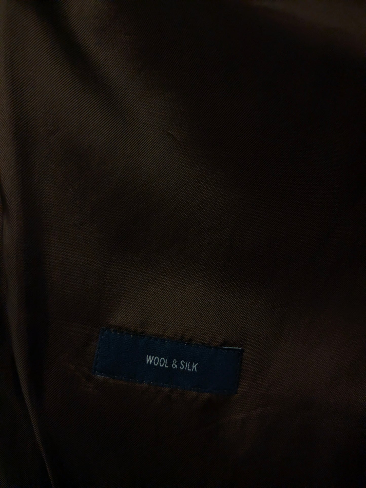 Burberry Wollen /Zijden colbert. Bruin Grijs motief. Maat 56 / XL. 85% Wol & 15% Zijde.