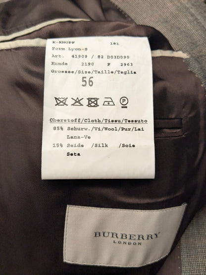Burberry Wollen /Zijden colbert. Bruin Grijs motief. Maat 56 / XL. 85% Wol & 15% Zijde.
