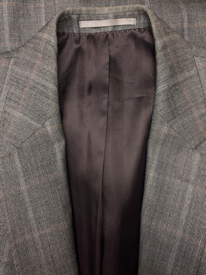 Burberry Wollen /Zijden colbert. Bruin Grijs motief. Maat 56 / XL. 85% Wol & 15% Zijde.