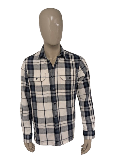 Anti Blue Flanellen overhemd. Wit Blauw geruit. Maat XL.