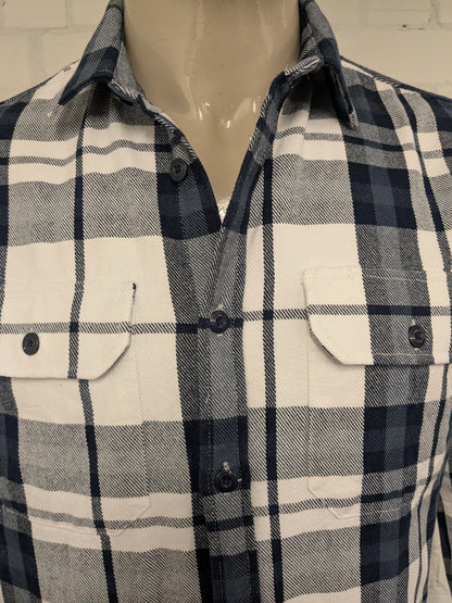 Anti Blue Flanellen overhemd. Wit Blauw geruit. Maat XL.