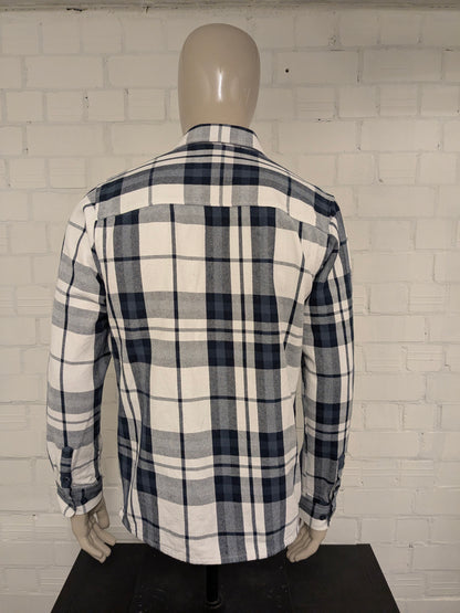 Anti Blue Flanellen overhemd. Wit Blauw geruit. Maat XL.