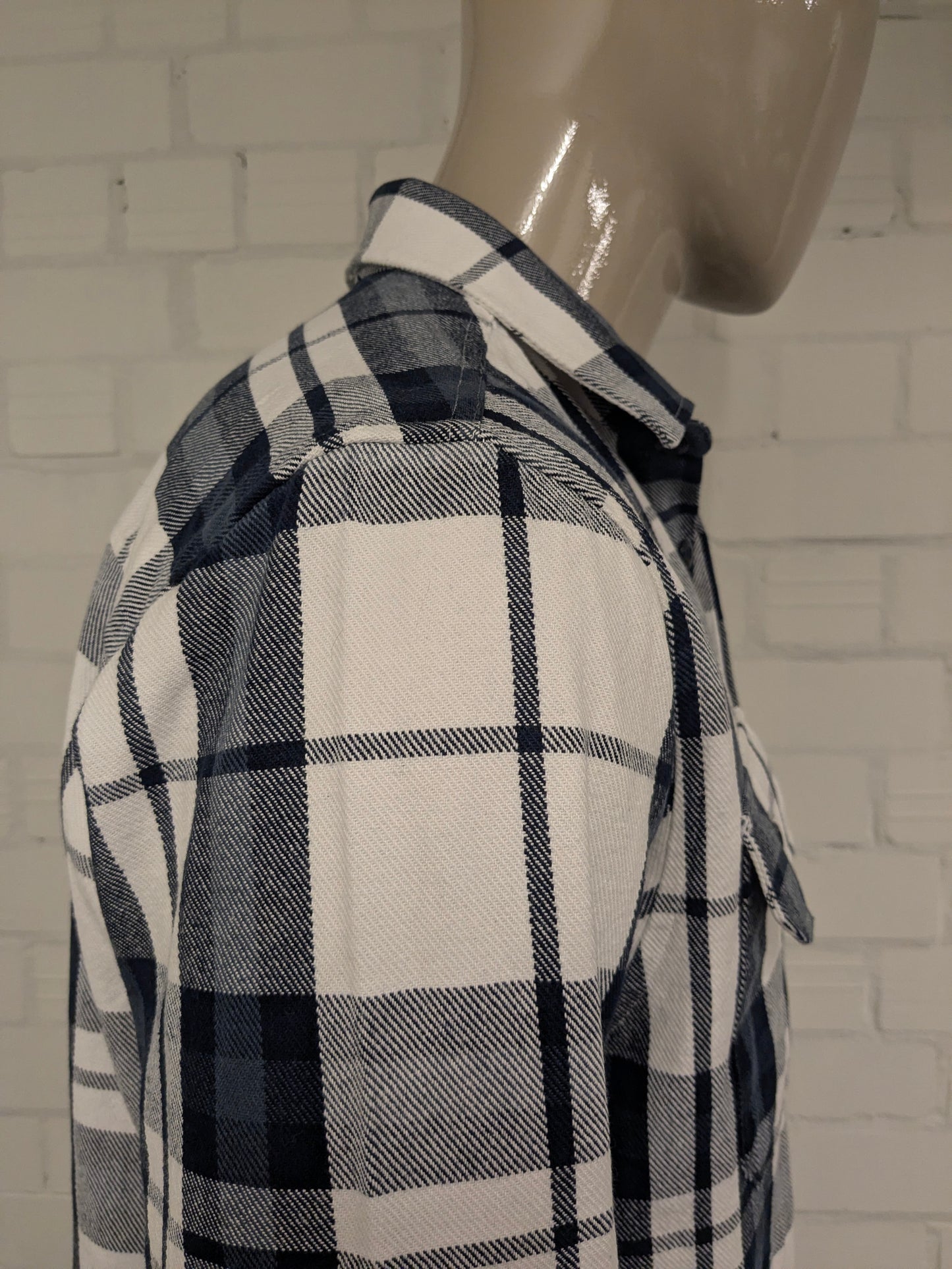 Anti Blue Flanellen overhemd. Wit Blauw geruit. Maat XL.