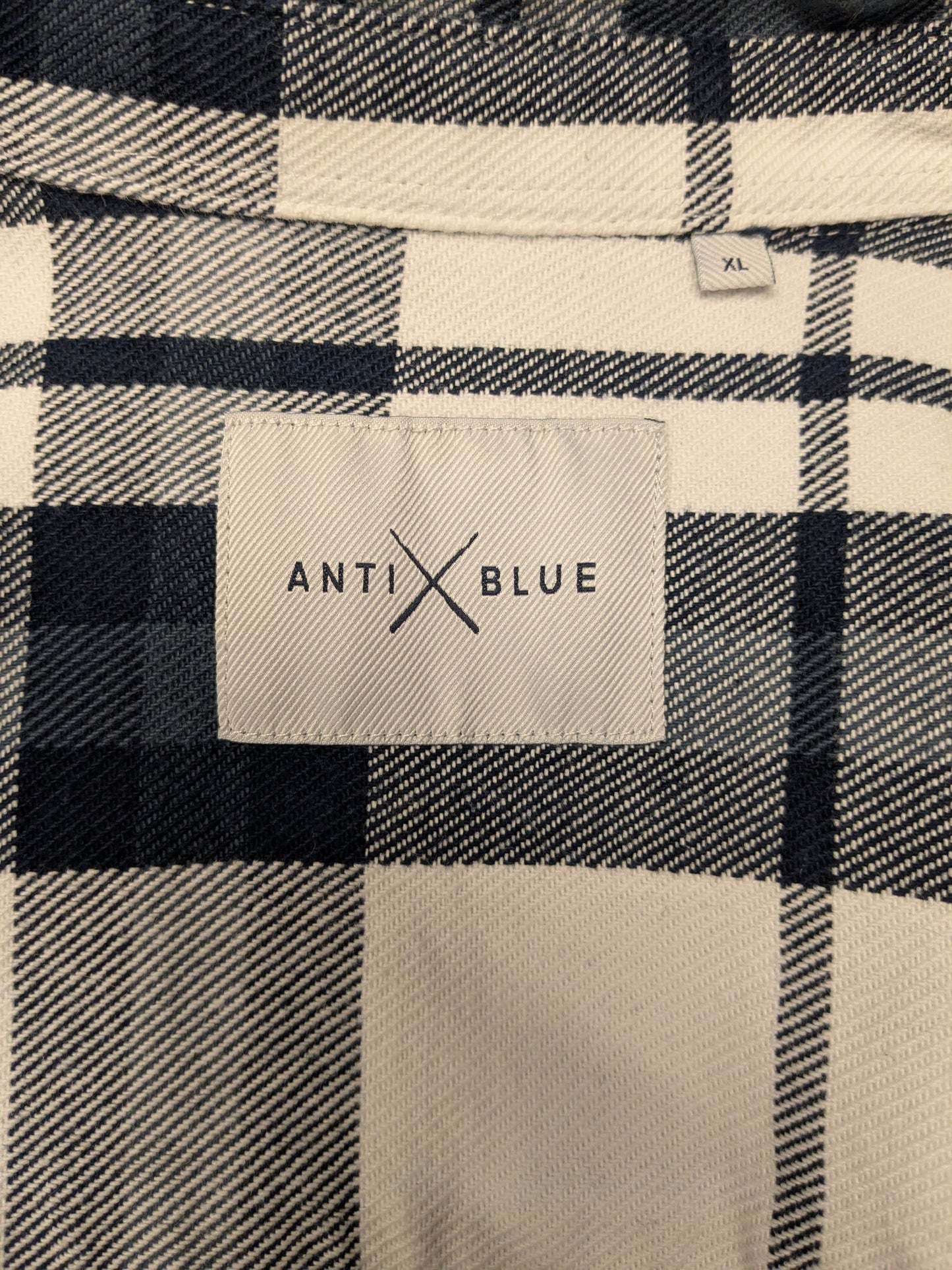 Anti Blue Flanellen overhemd. Wit Blauw geruit. Maat XL.