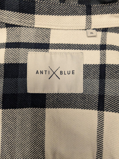 Anti Blue Flanellen overhemd. Wit Blauw geruit. Maat XL.