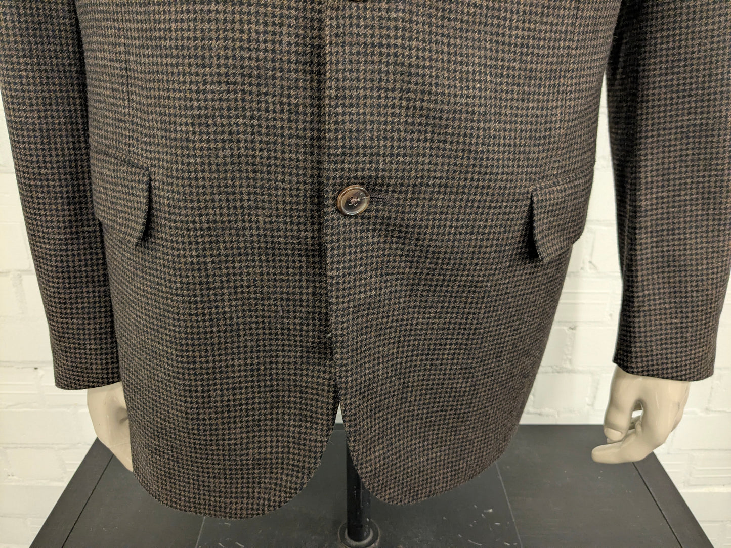 Corneliani Cashmere / Wollen colbert. Bruin motief. Maat 52 / L.