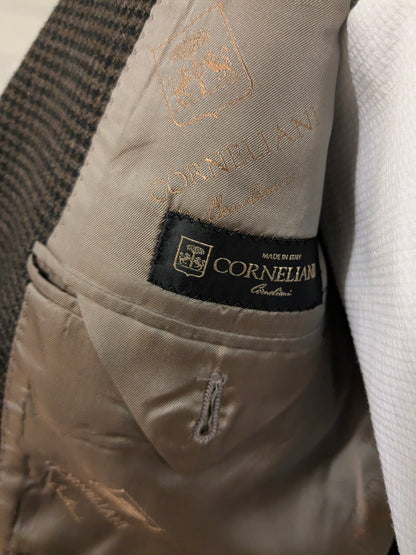 Corneliani Cashmere / Wollen colbert. Bruin motief. Maat 52 / L.