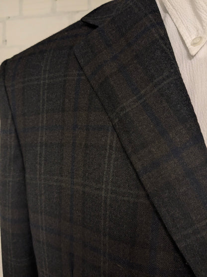 Canali Wollen colbert. Bruin Grijs Donker Blauw geruit. Maat 54 / L.