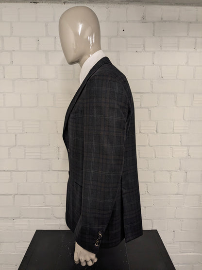 Canali Wollen colbert. Bruin Grijs Donker Blauw geruit. Maat 54 / L.
