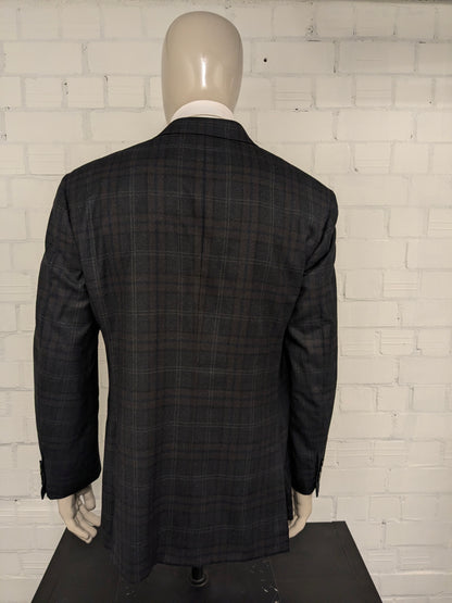 Canali Wollen colbert. Bruin Grijs Donker Blauw geruit. Maat 54 / L.