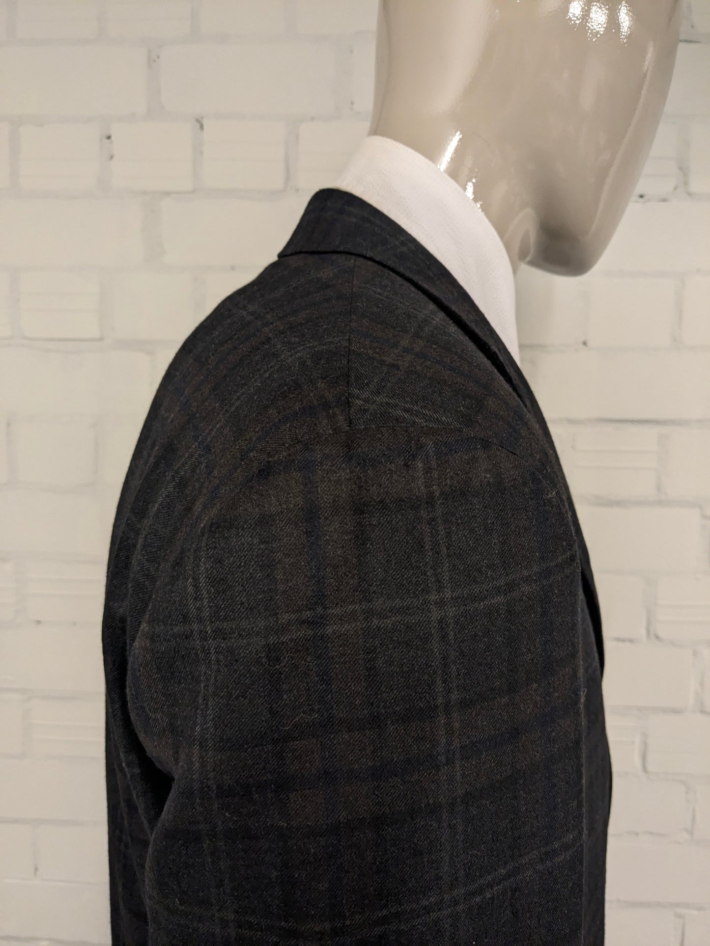 Canali Wollen colbert. Bruin Grijs Donker Blauw geruit. Maat 54 / L.