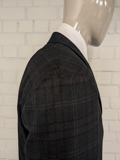 Canali Wollen colbert. Bruin Grijs Donker Blauw geruit. Maat 54 / L.