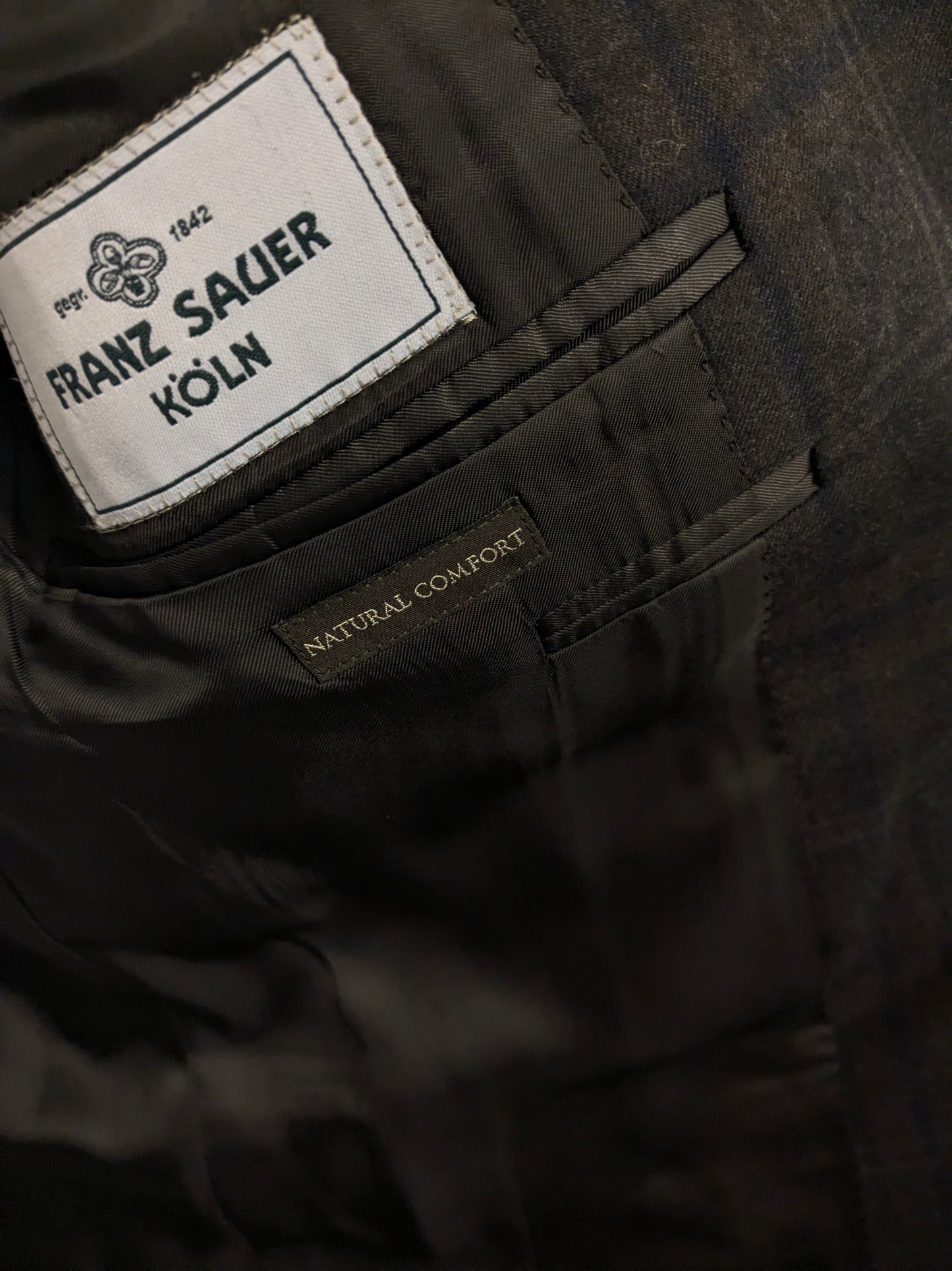 Canali Wollen colbert. Bruin Grijs Donker Blauw geruit. Maat 54 / L.