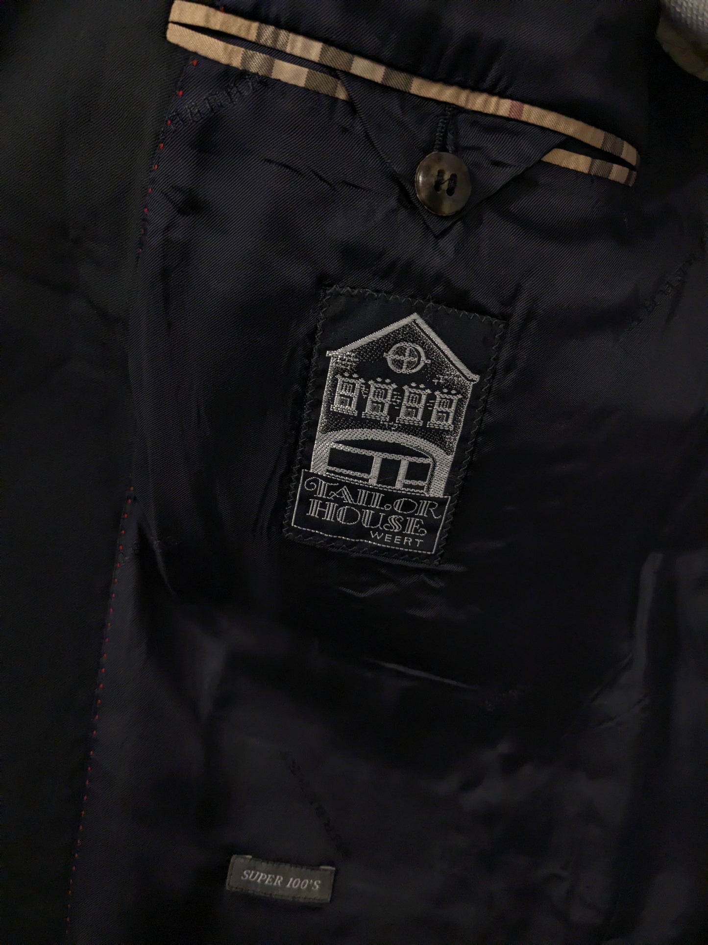 Vintage Burberry Wollen colbert. Donker Blauw met goudkleurige mooie knopen. Maat 27 (54/L).